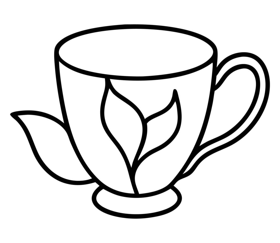 Tea Cups with Unique Flower-in-Line Art vector