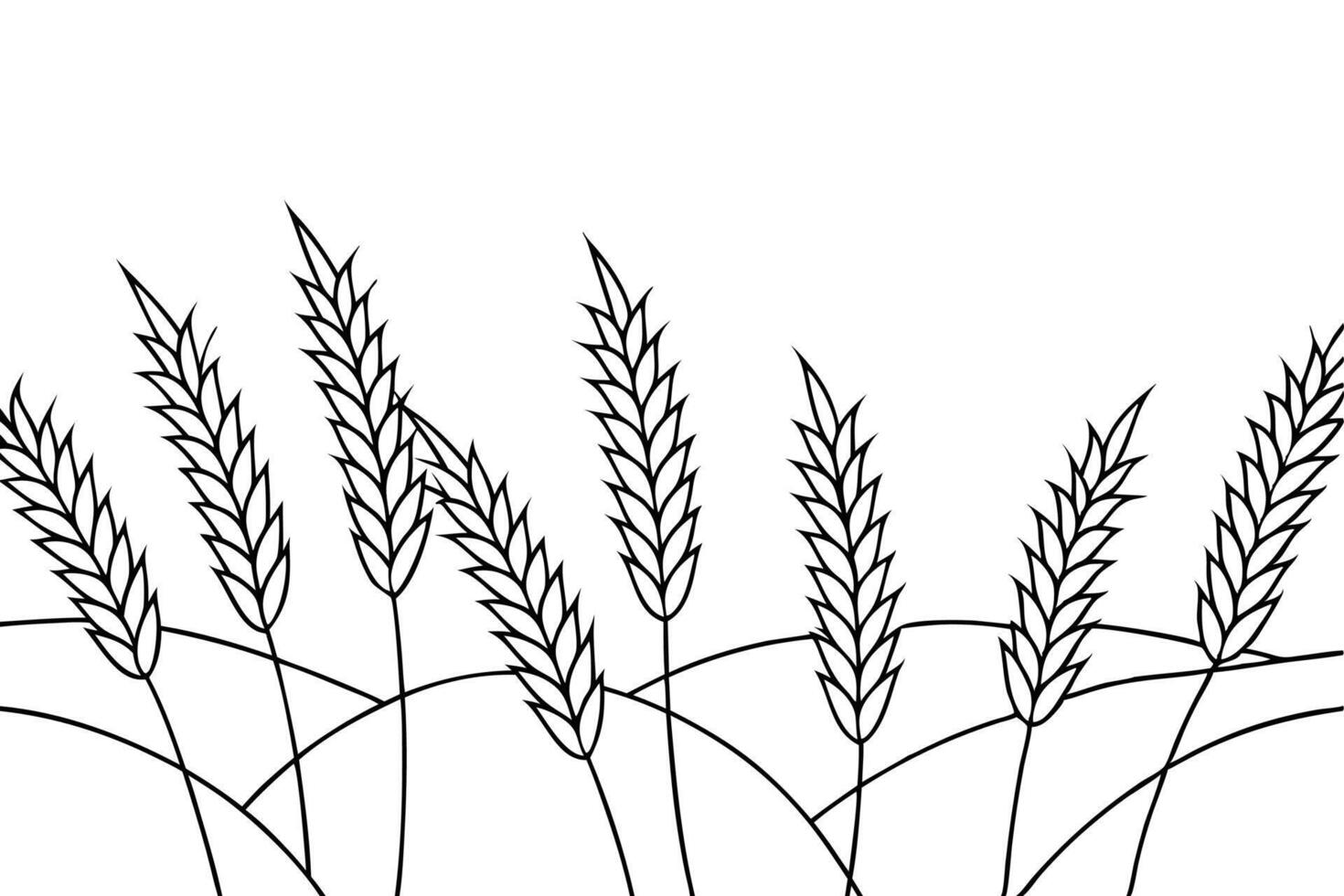 Serene Wheat Field Swaying in Line Art vector
