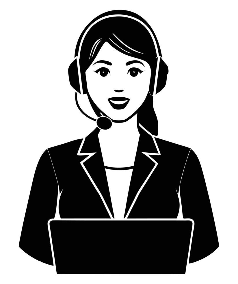 Professional woman Leading Webinar with Headset Silhouette vector