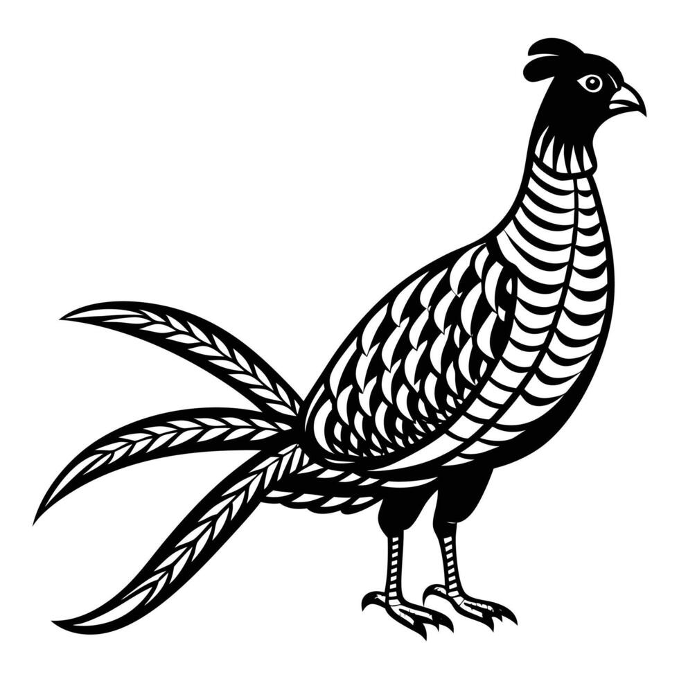 Golden Pheasant Silhouette Exotic Bird Art vector