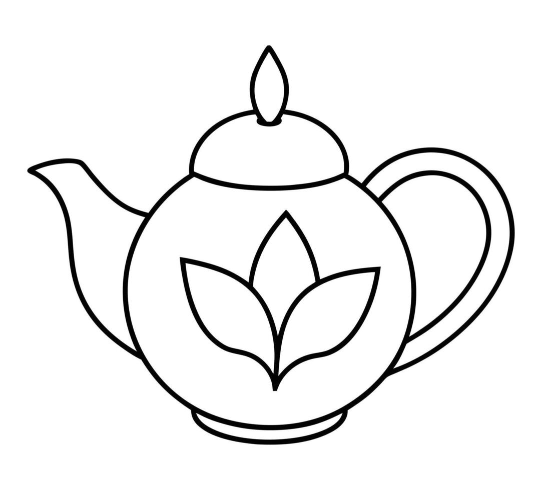 Botanical Bloom Teapot in Line Art vector