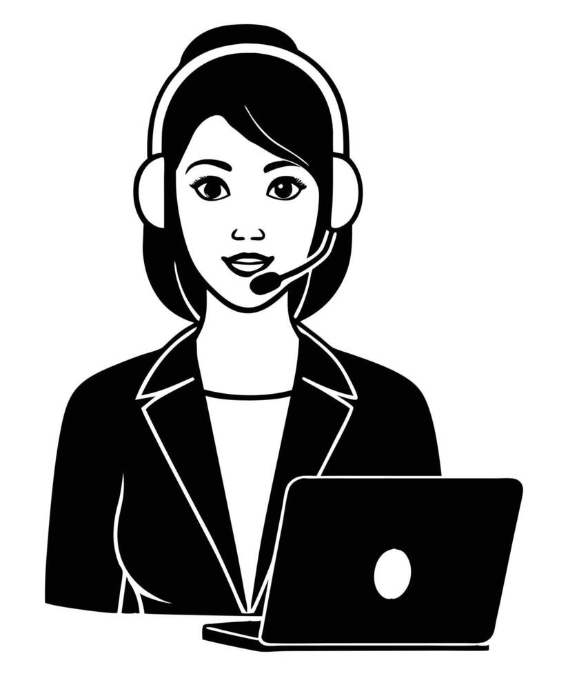 Professional woman Leading Webinar with Headset Silhouette vector