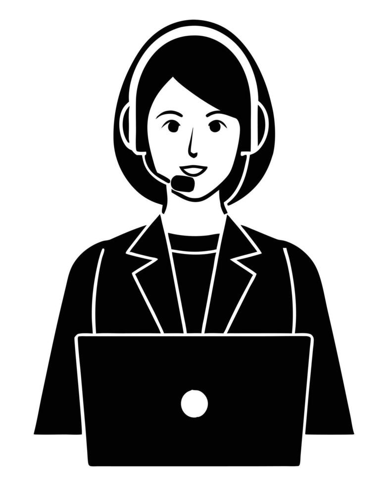 Professional Leading Webinar with Headset Silhouette vector