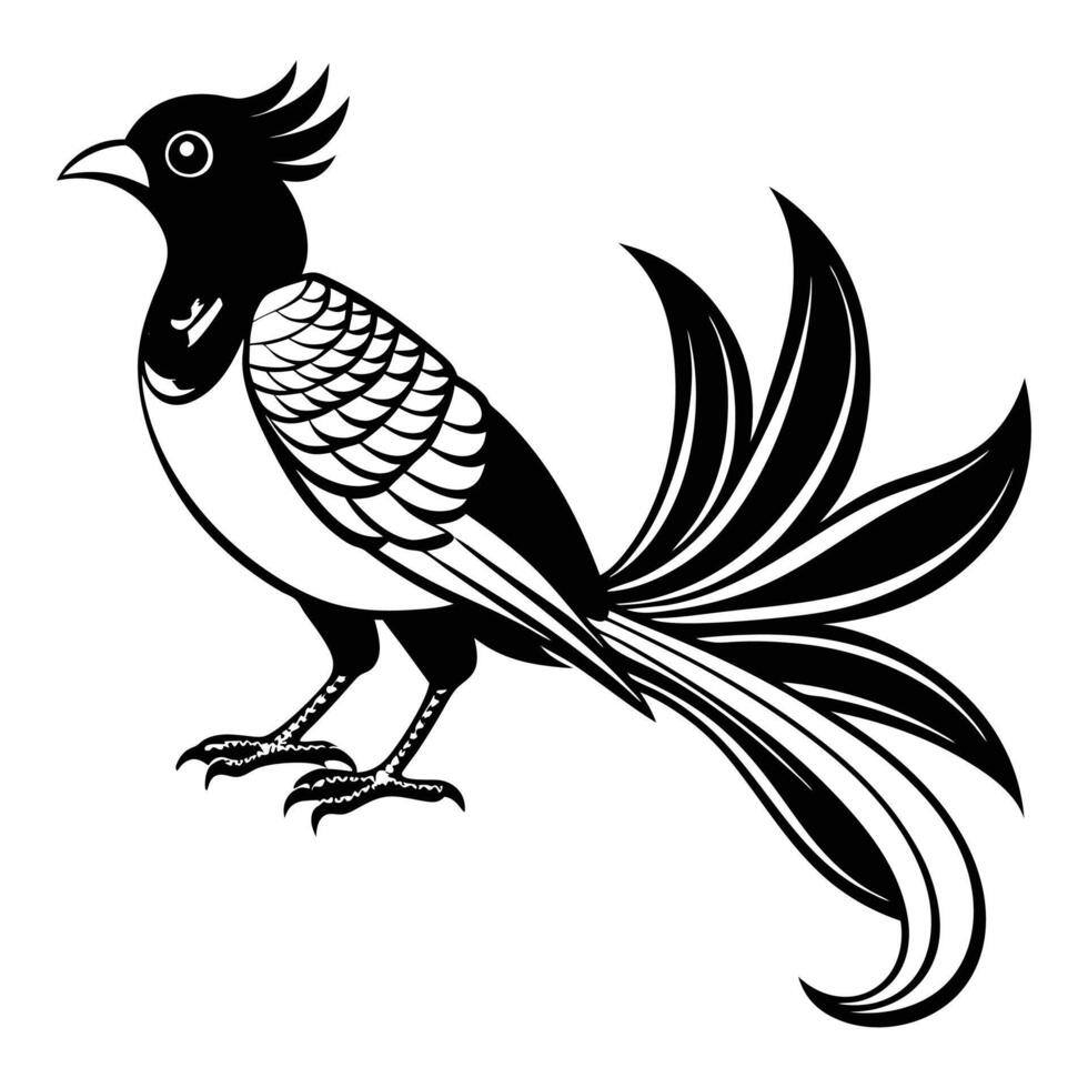 Blue Bird-of-Paradise Silhouette Majestic Bird Art vector