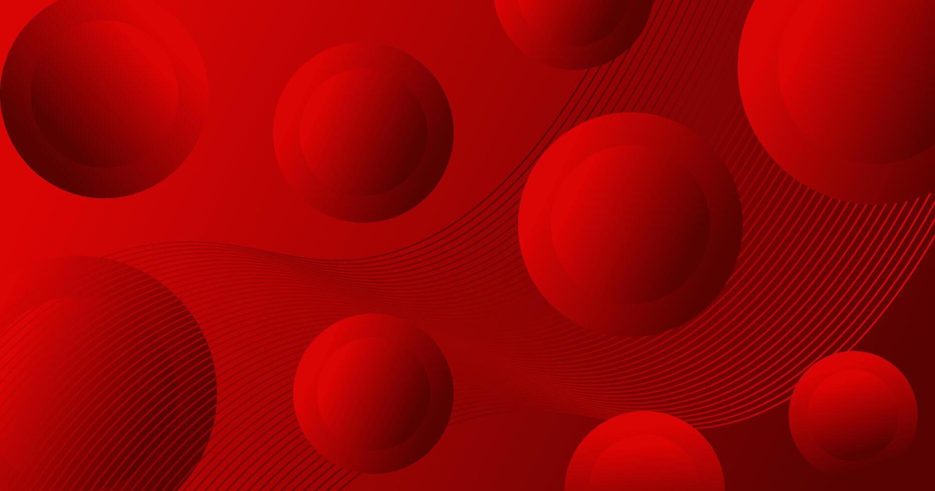 Red modern abstract background composition with circle shapes and wave lines vector
