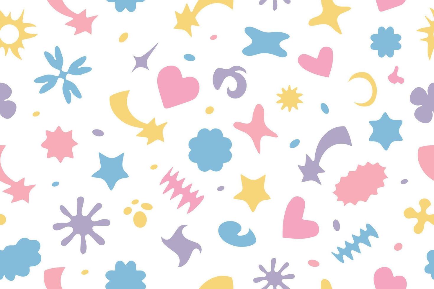 Seamless pattern of multi-colored retro-futuristic design elements. Creative background in Y2K style for social networks, cards, clothing printing. vector