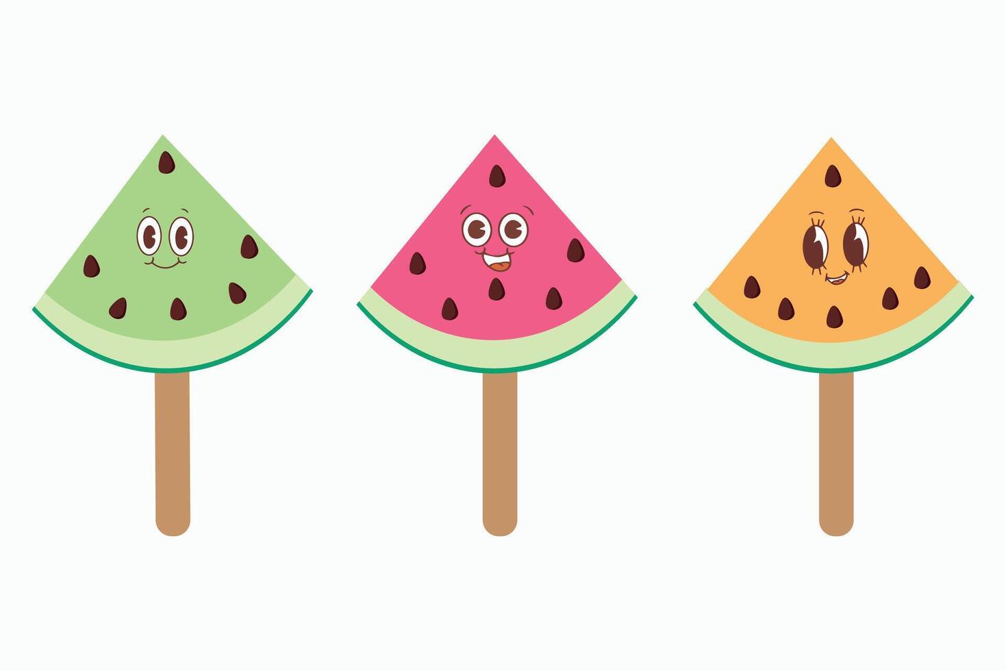 Fruit Ice Cream on a stick in the shape of a watermelon. Fun at sea. Vacation accessories. illustration isolated on a white background. illustration vector