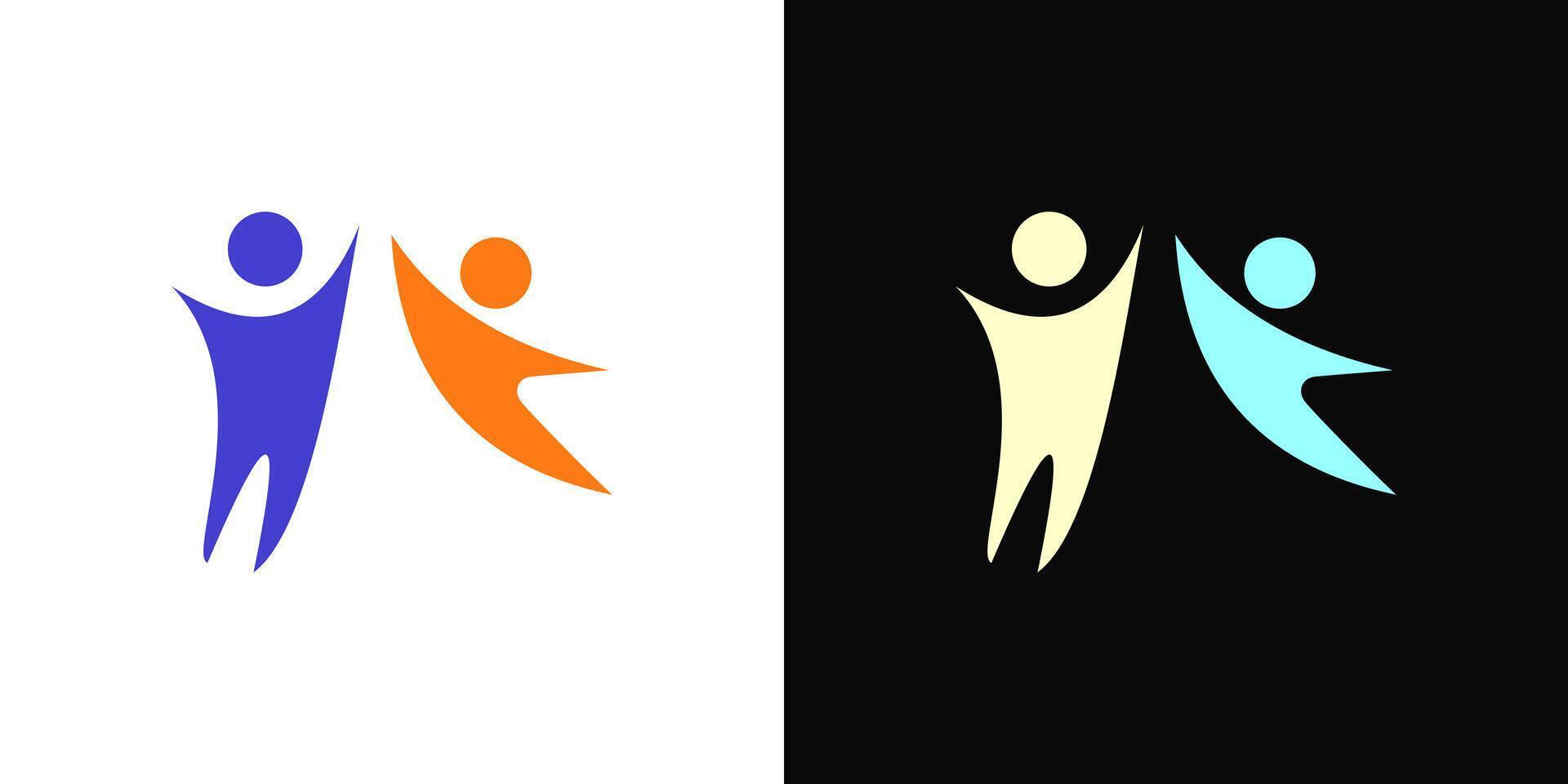 People person reach dream success icon abstract colorful illustration logo . vector