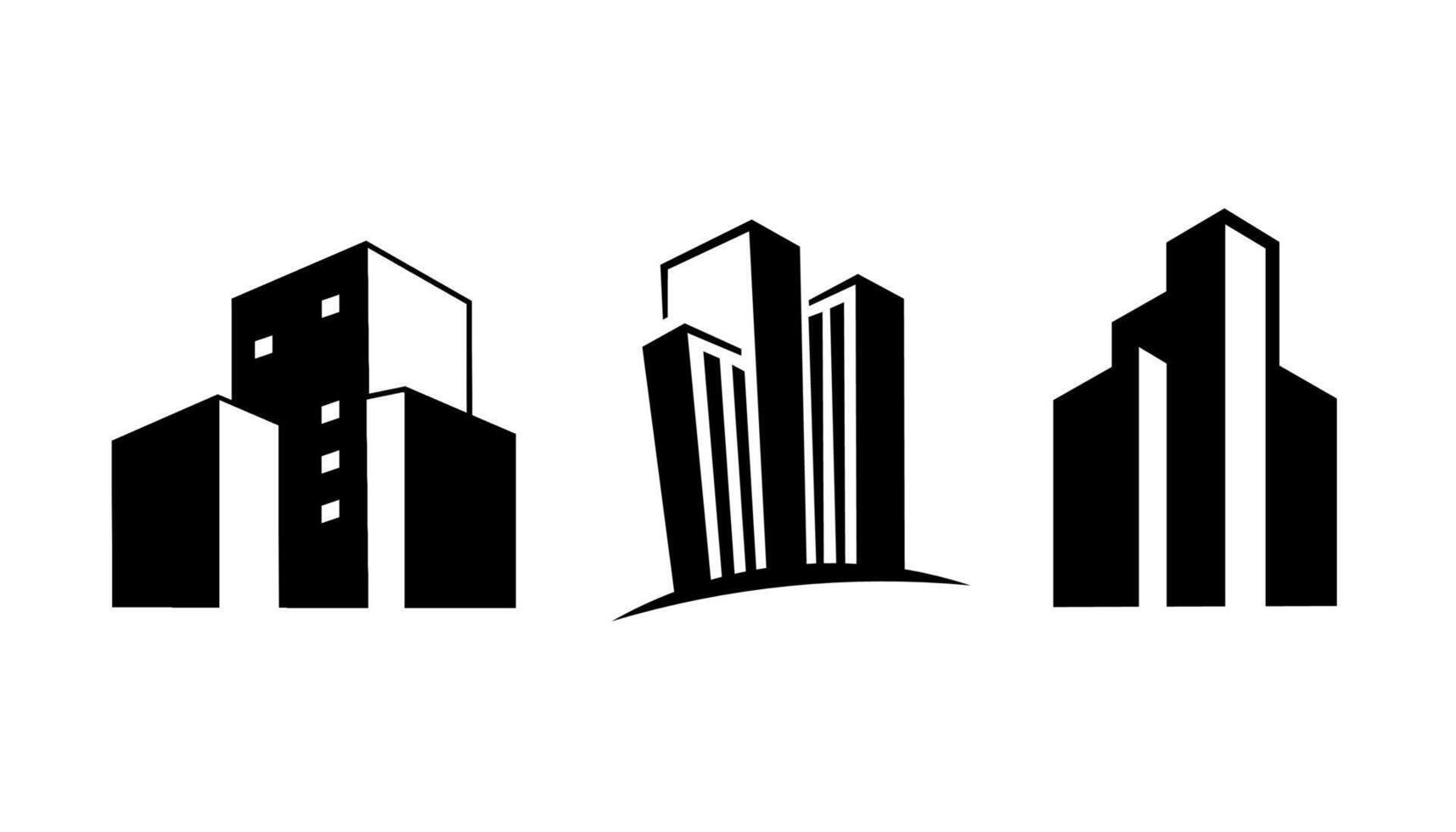 Building silhouette icon logo design contruction city apartment town . vector