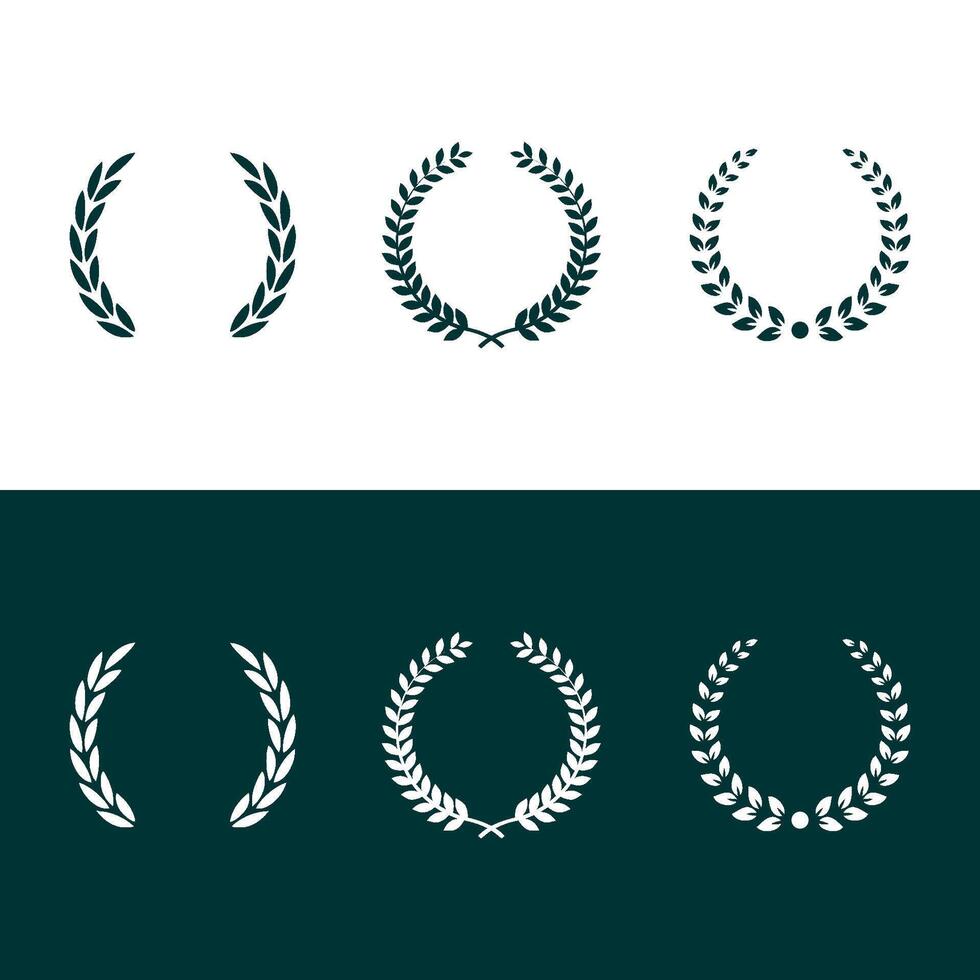 Set of Laurel wreath . Leaf frame circle badge icon isolated vector