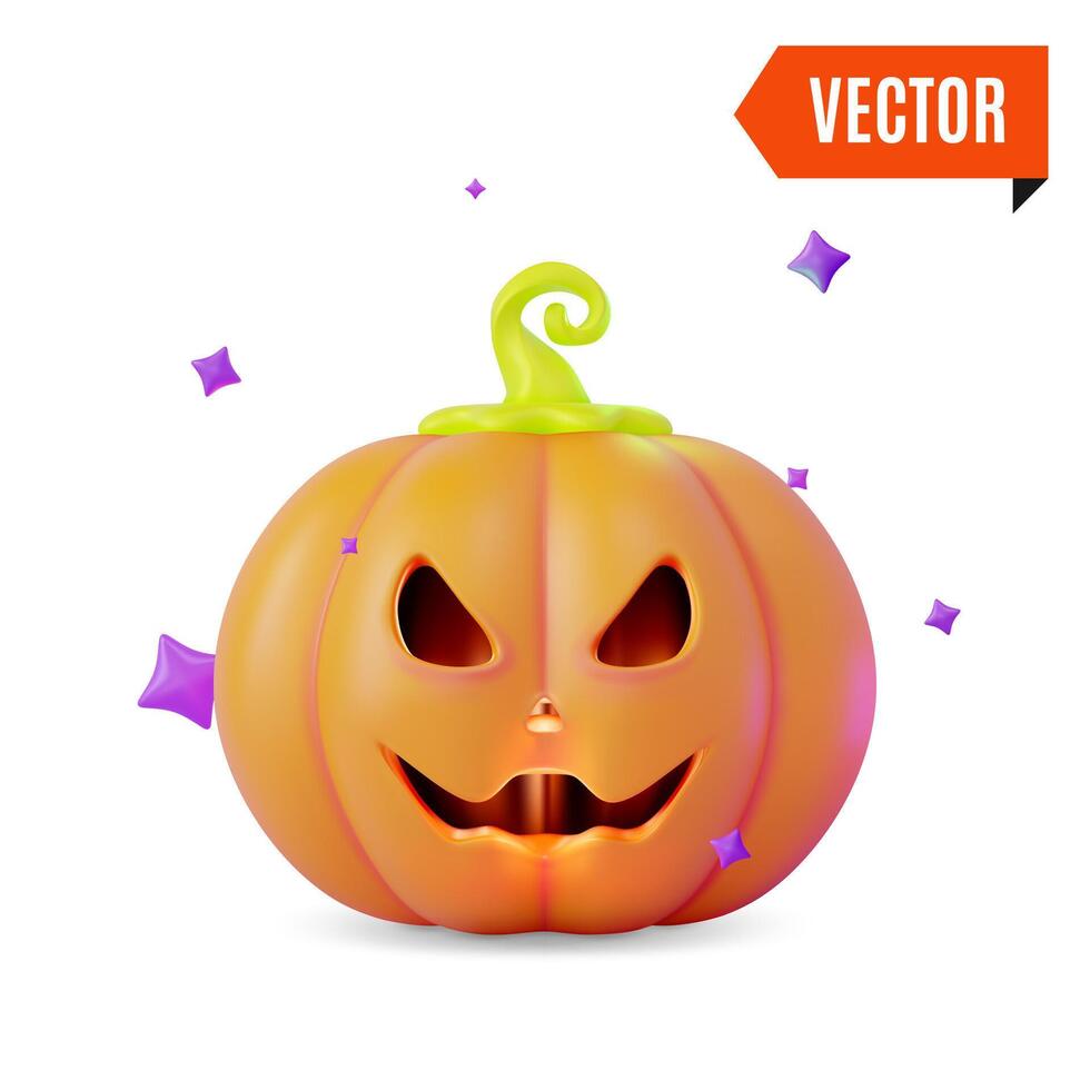3d Pumpkin Halloween Concept Cartoon Design Style. vector
