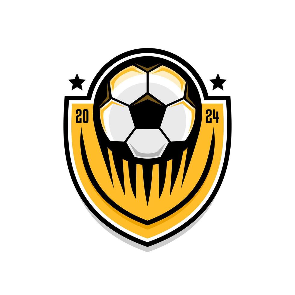 football logo badge with a soccer ball illustration. sport team logo template. vector