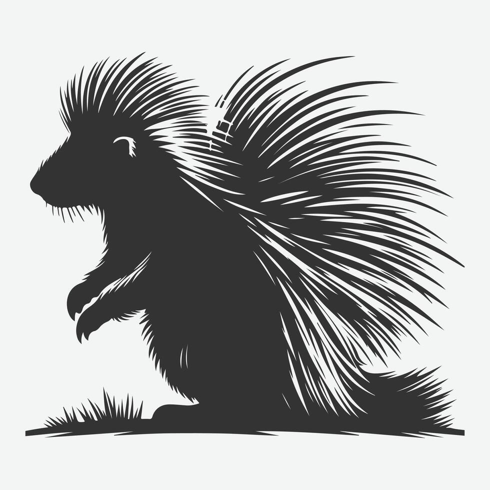Stunning Porcupine Silhouette, Ideal for Art, Crafts, and Design Projects vector