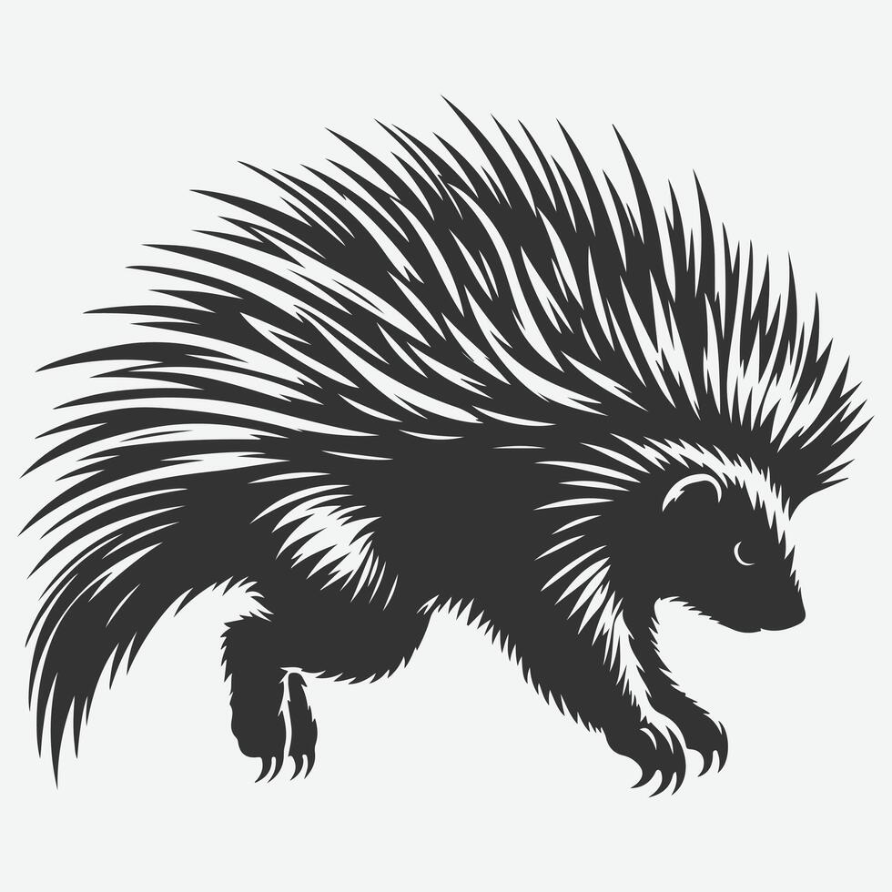 Dynamic Jumping Porcupine Silhouette, Perfect for Unique Designs and Creative Projects vector