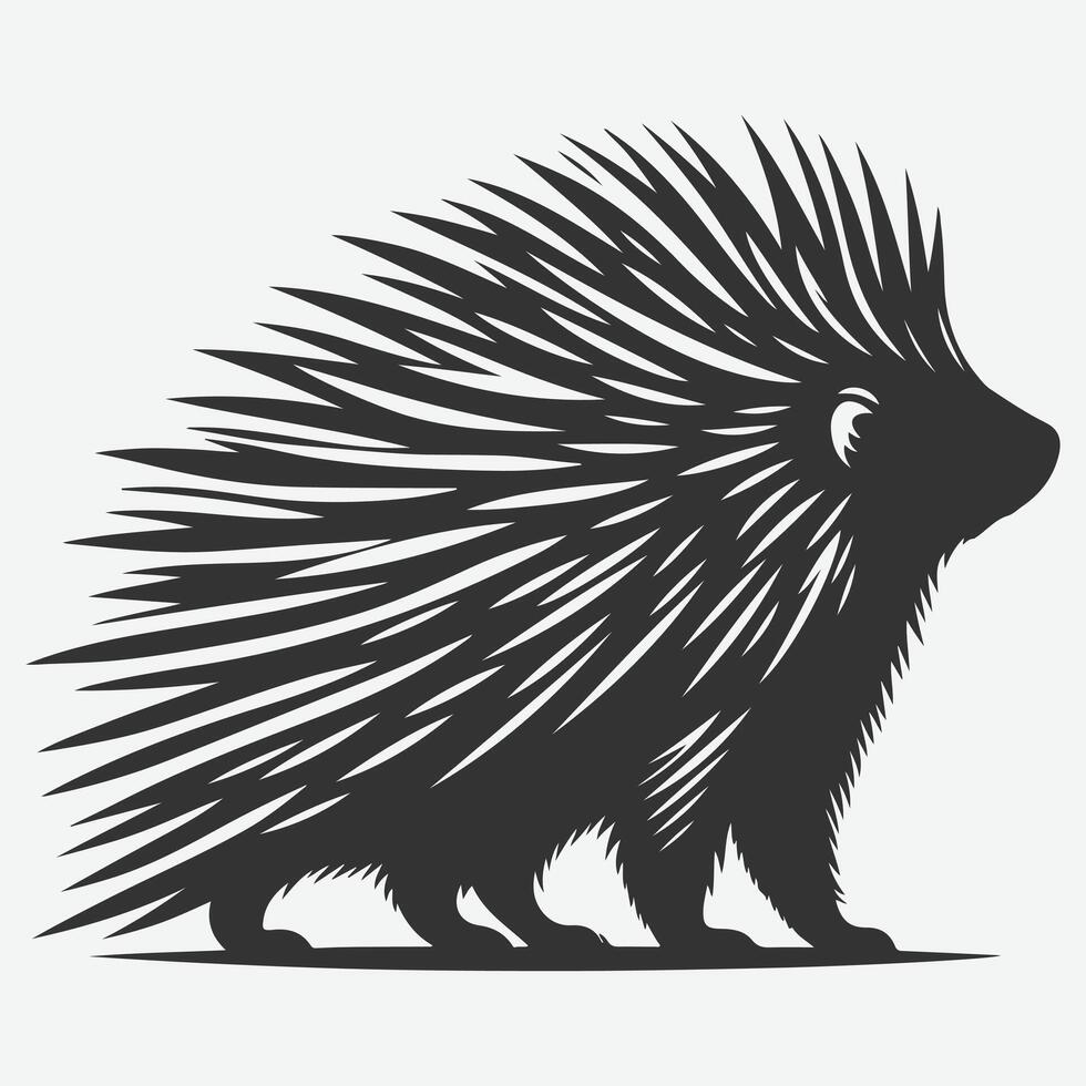 Stunning Porcupine Silhouette, Ideal for Art, Crafts, and Design Projects vector