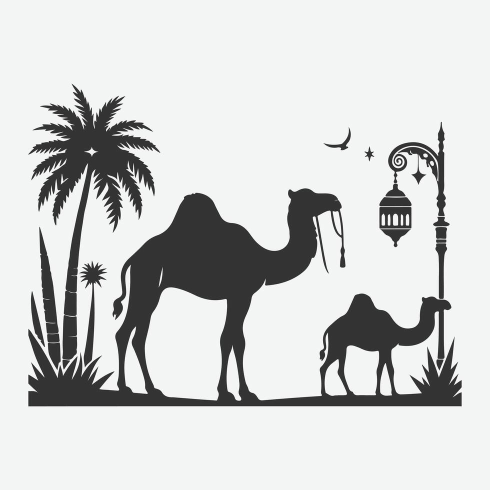 Majestic Camel Silhouette, Ideal for Art, Design, and Craft Projects vector