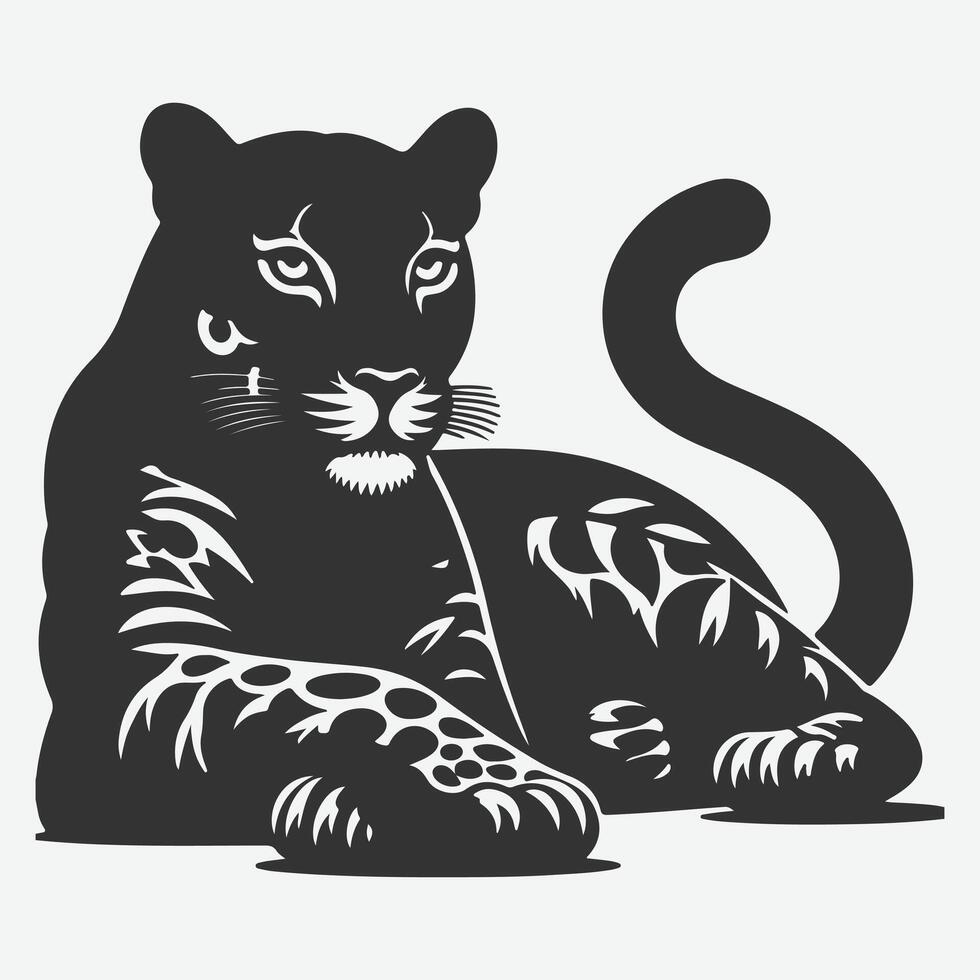 Majestic Jaguar Silhouette, Perfect for Wildlife Art and Design Projects vector