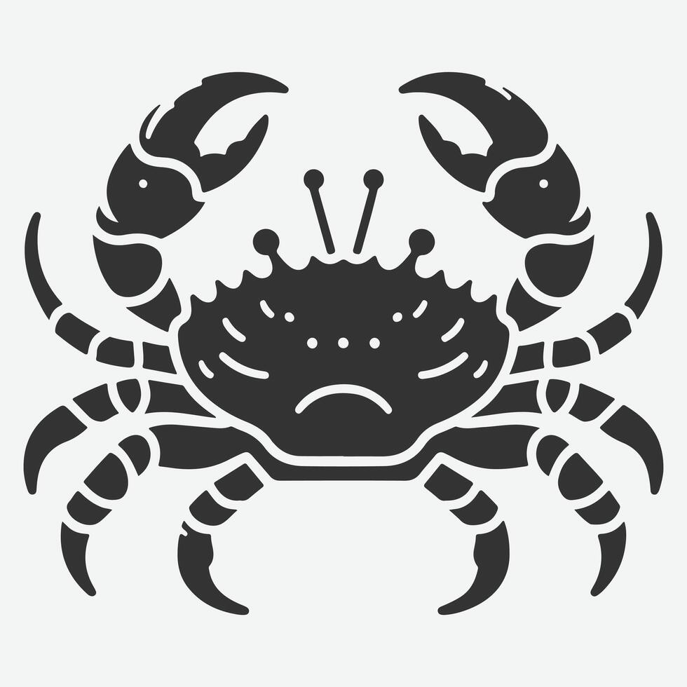 Majestic Crab Silhouette, Ideal for Coastal Designs and Marine-Themed Projects vector