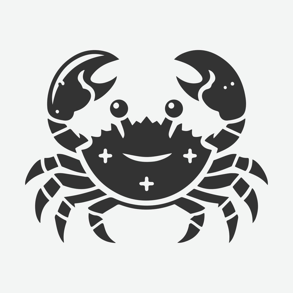 Majestic Crab Silhouette, Ideal for Coastal Designs and Marine-Themed Projects vector