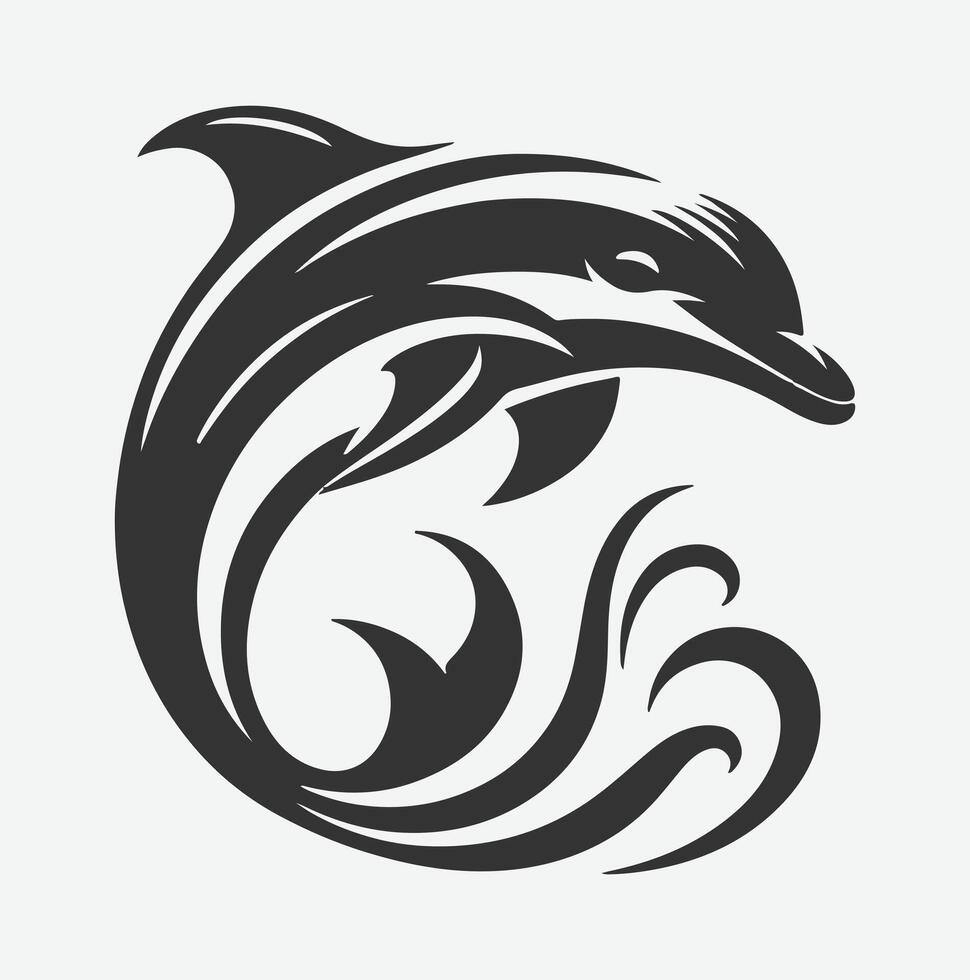 Majestic Dolphin Silhouette, Perfect for Marine-Themed Designs and Art Projects vector