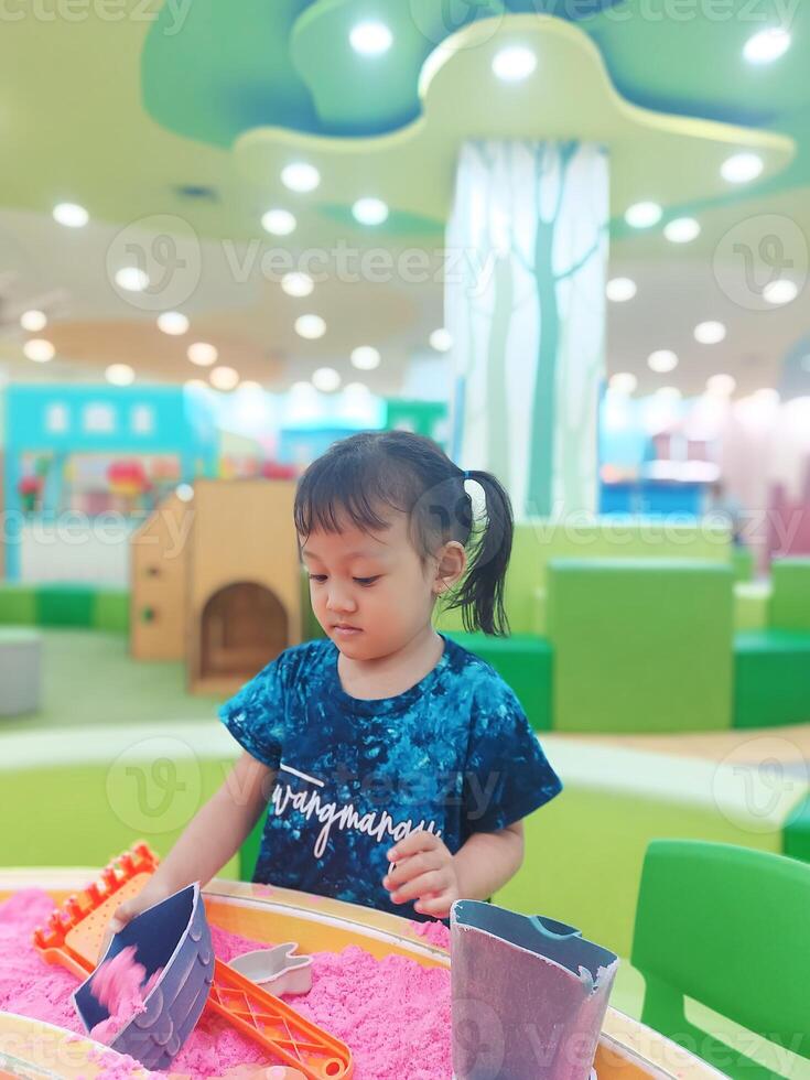 Positive activities for children playing in an indoor area filled with toy facilities and a place where they can find unlimited creativity photo