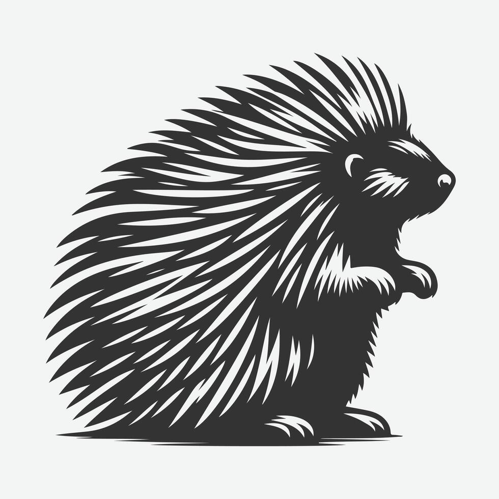 Stunning Porcupine Silhouette, Ideal for Art, Crafts, and Design Projects vector