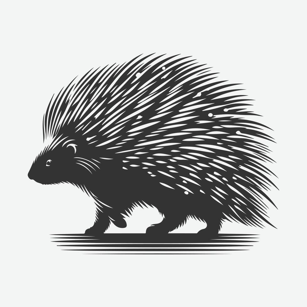 Stunning Porcupine Silhouette, Ideal for Art, Crafts, and Design Projects vector