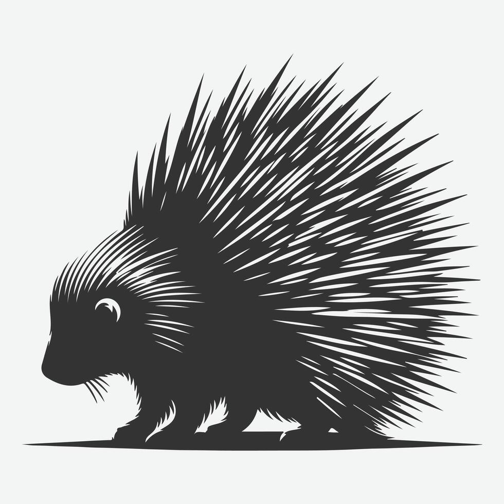 Stunning Porcupine Silhouette, Ideal for Art, Crafts, and Design Projects vector