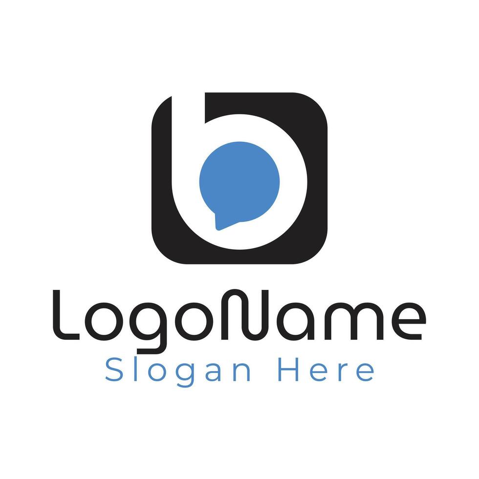 Modern b letter chat logo design for business and company vector