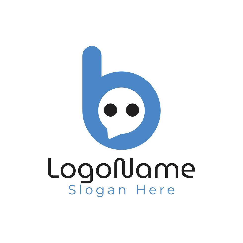 Modern b letter chat logo design for business and company vector
