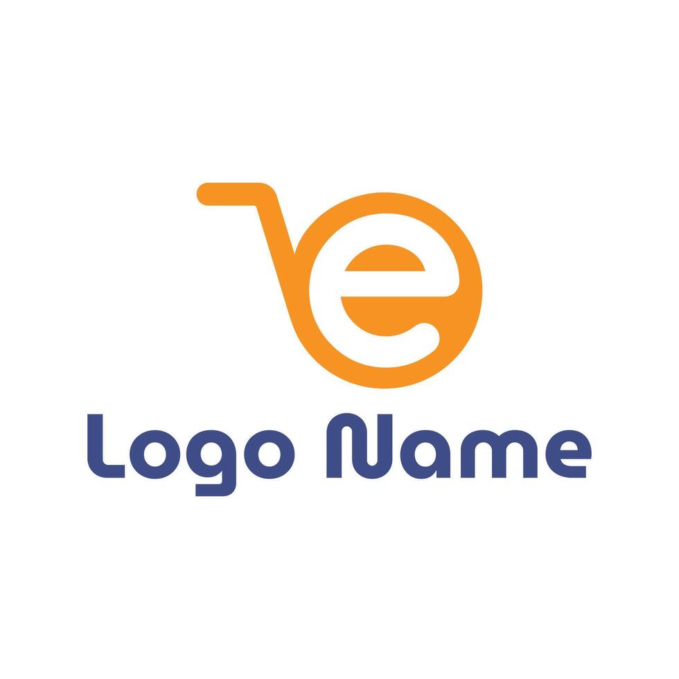 Modern e letter ecommerce logo design for business and company vector