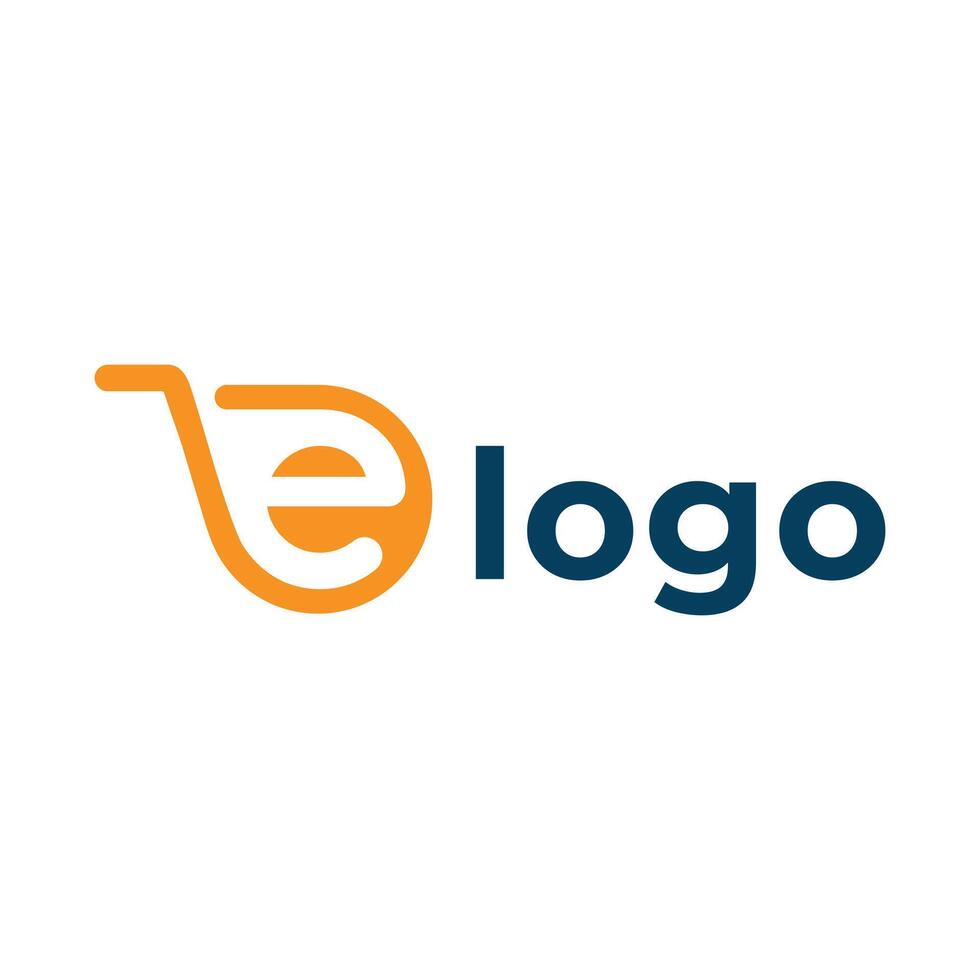 Modern e letter ecommerce logo design for business and company vector