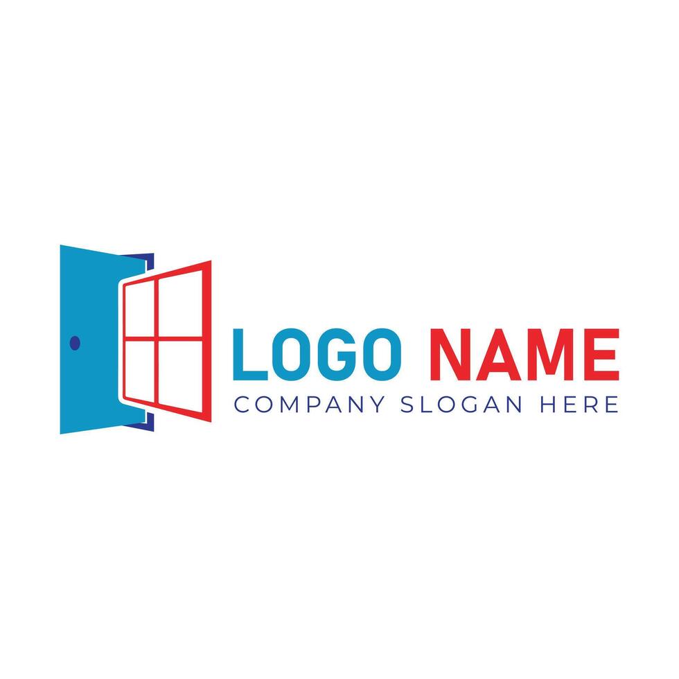 Modern door and window logo design for business and company vector