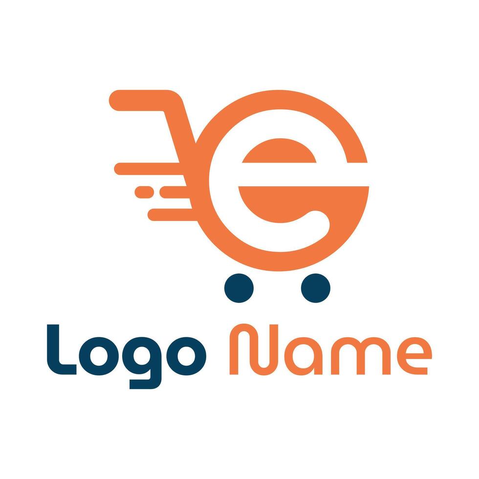 Modern e letter ecommerce logo design for business and company vector