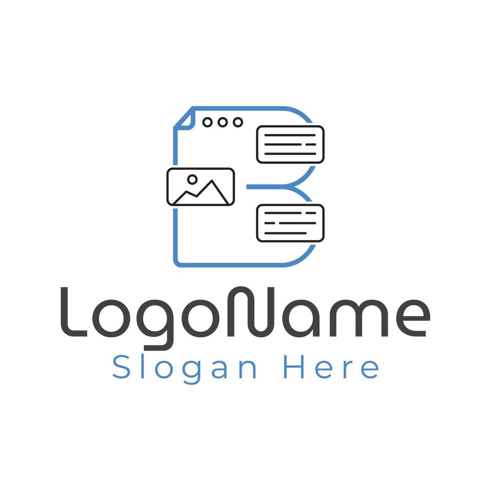 Modern b letter chat logo design for business and company vector