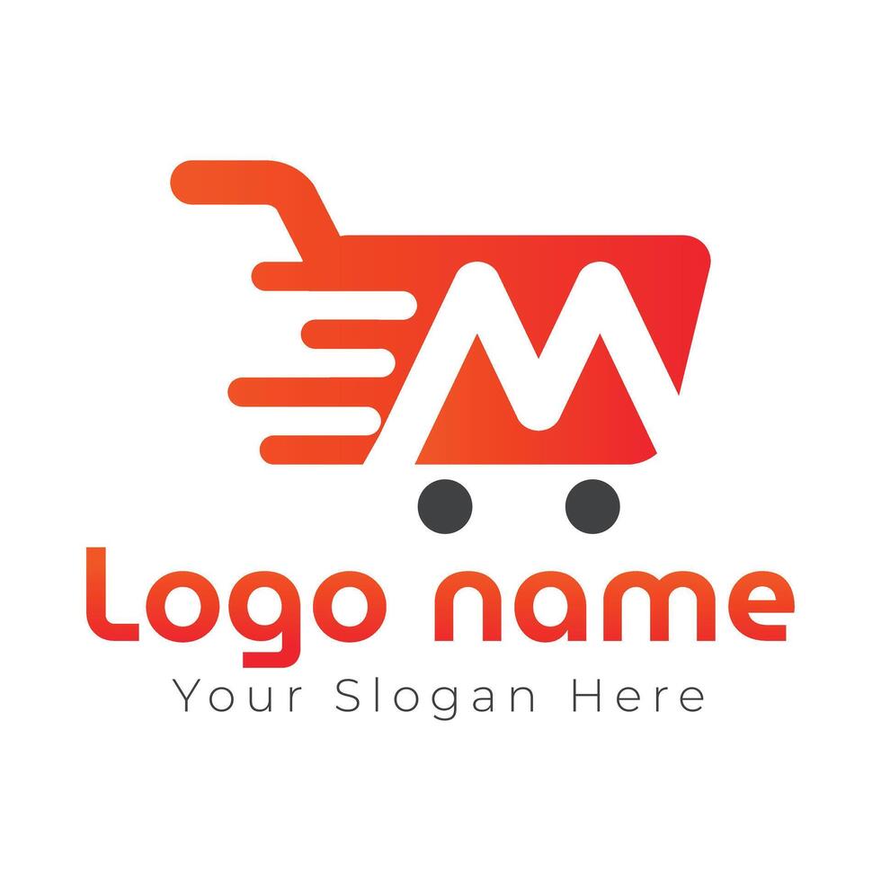 Modern m letter ecommerce logo design for business and company vector