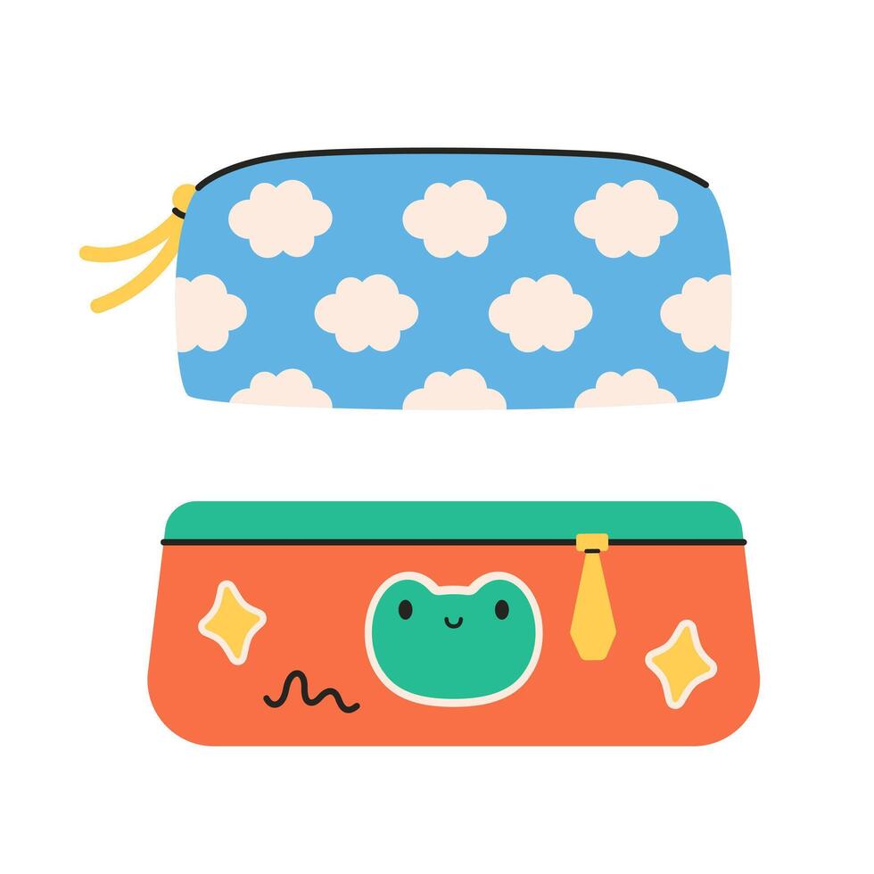 Cute pencils cases. School supply and stationery for study and work vector