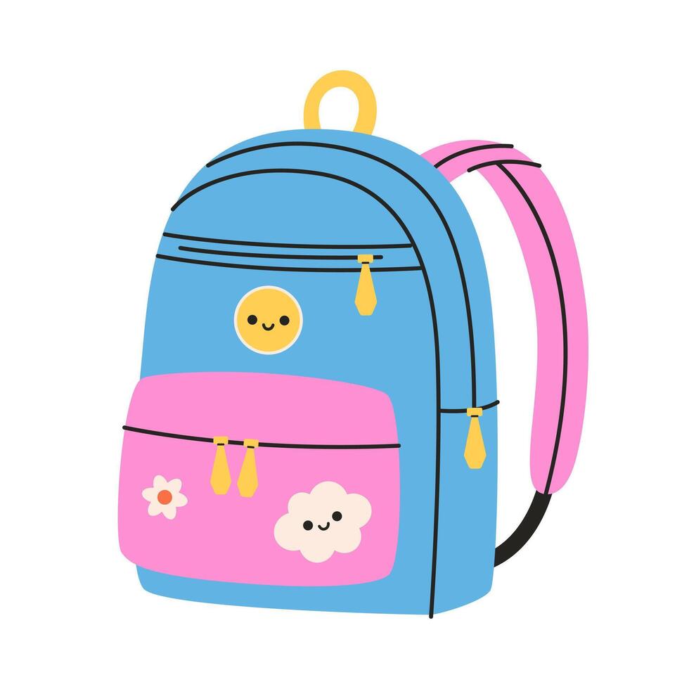 Cute backpack. School supply for study vector