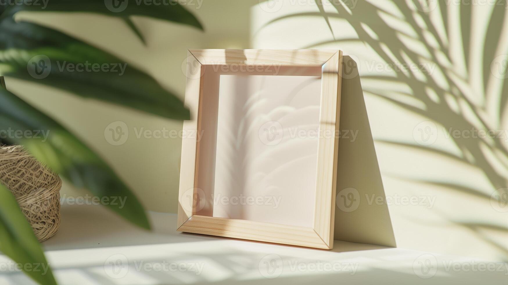 A wooden picture frame for photos, in the style of Japanese minimalism. photo