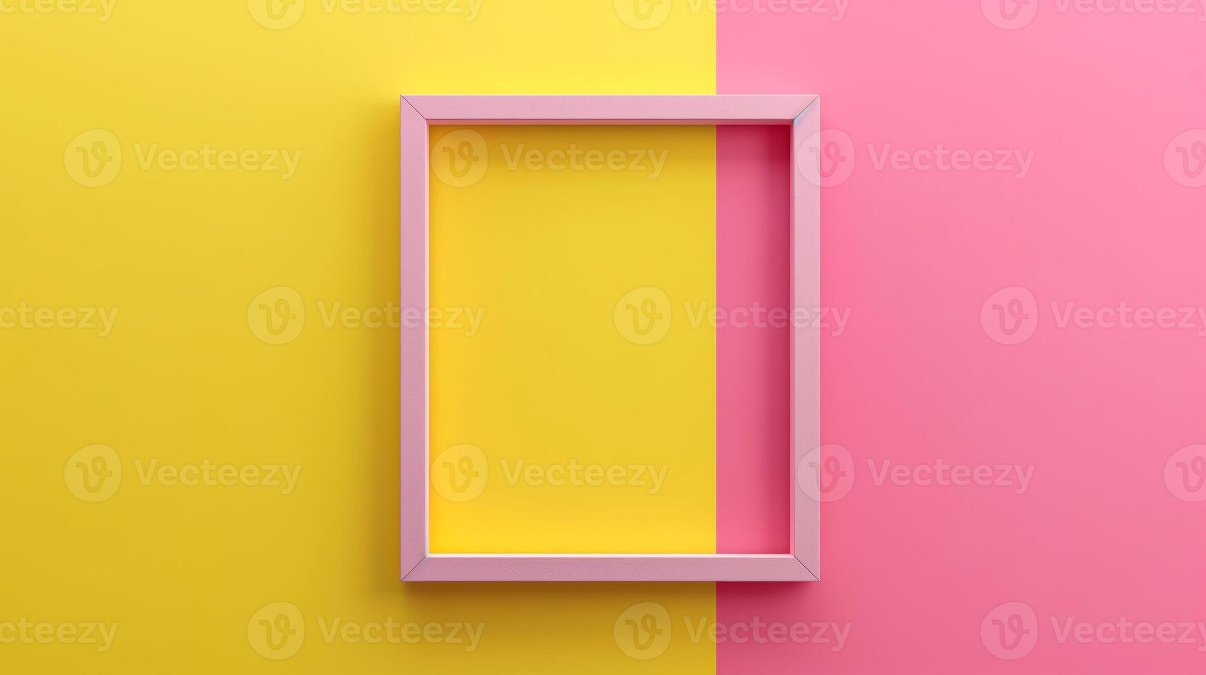 A simple frame on yellow and pink colors, minimalistic style. photo