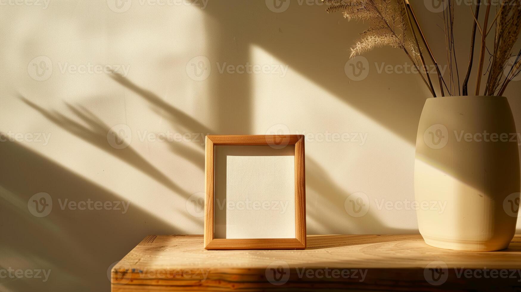 A wooden picture frame for photos, in the style of Japanese minimalism. photo