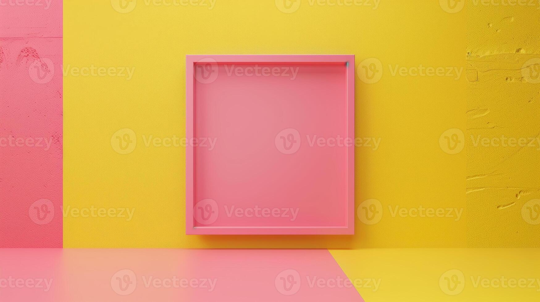 A simple frame on yellow and pink colors, minimalistic style. photo