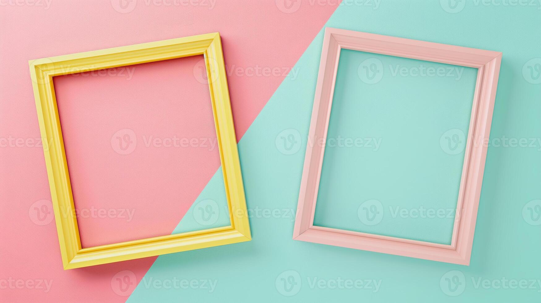 A simple frame on yellow and pink colors, minimalistic style. photo