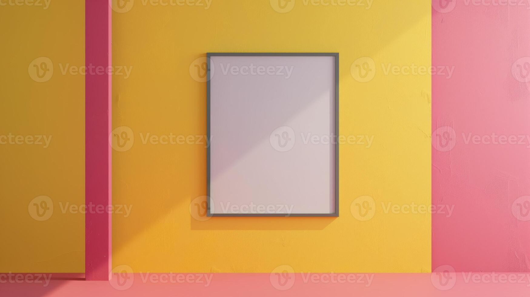 A simple frame on yellow and pink colors, minimalistic style. photo