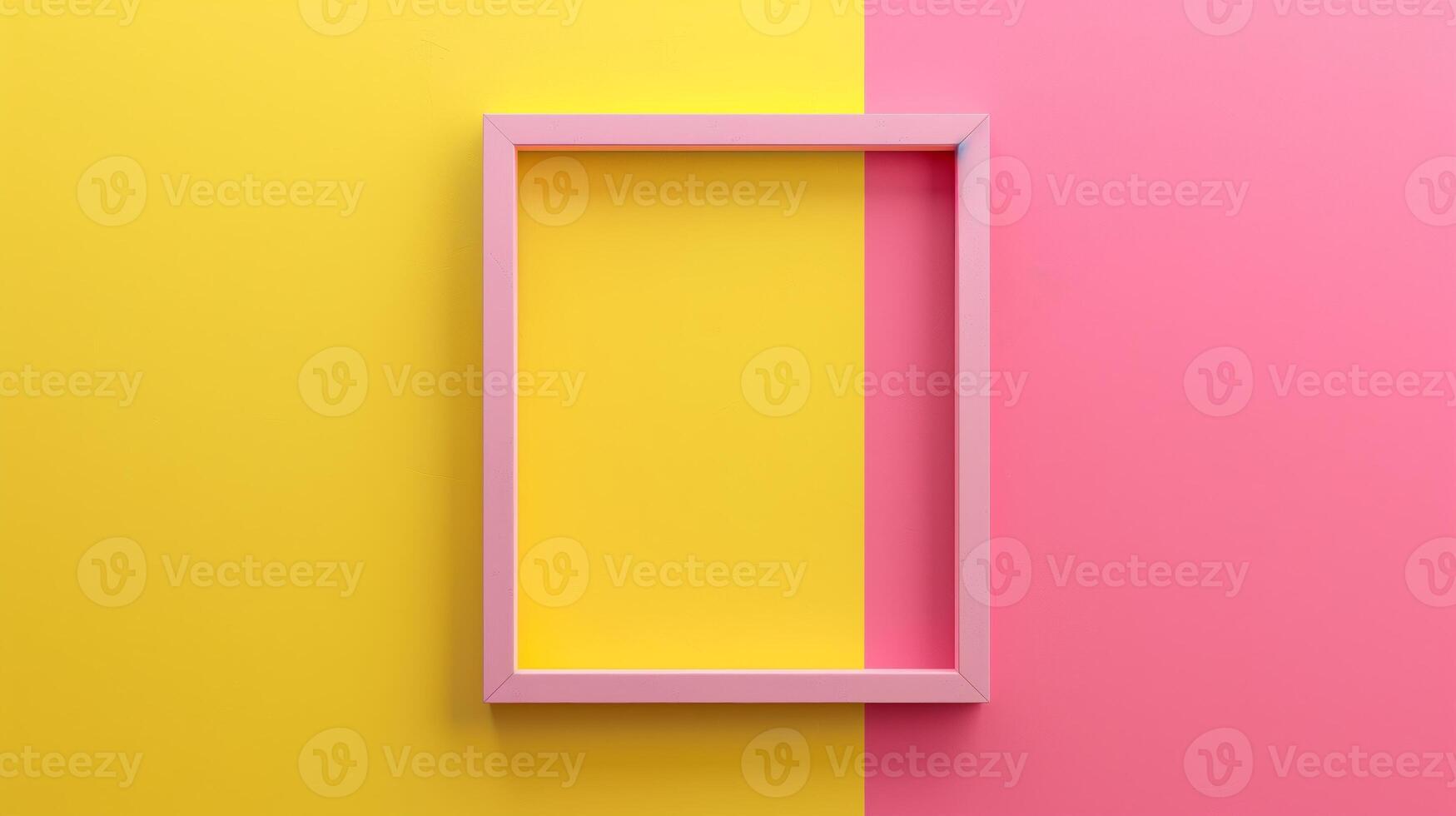A simple frame on yellow and pink colors, minimalistic style. photo