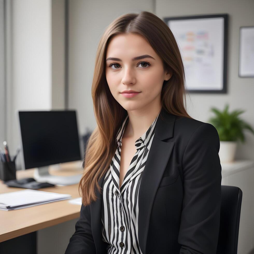 Portrait of a beautiful young business woman in the office photo