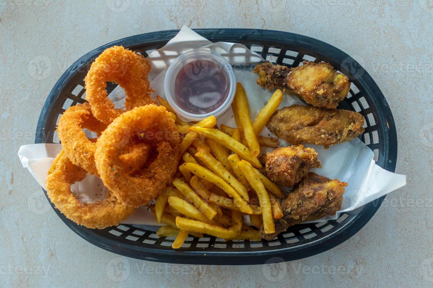 French fries with chicken nuggets photo
