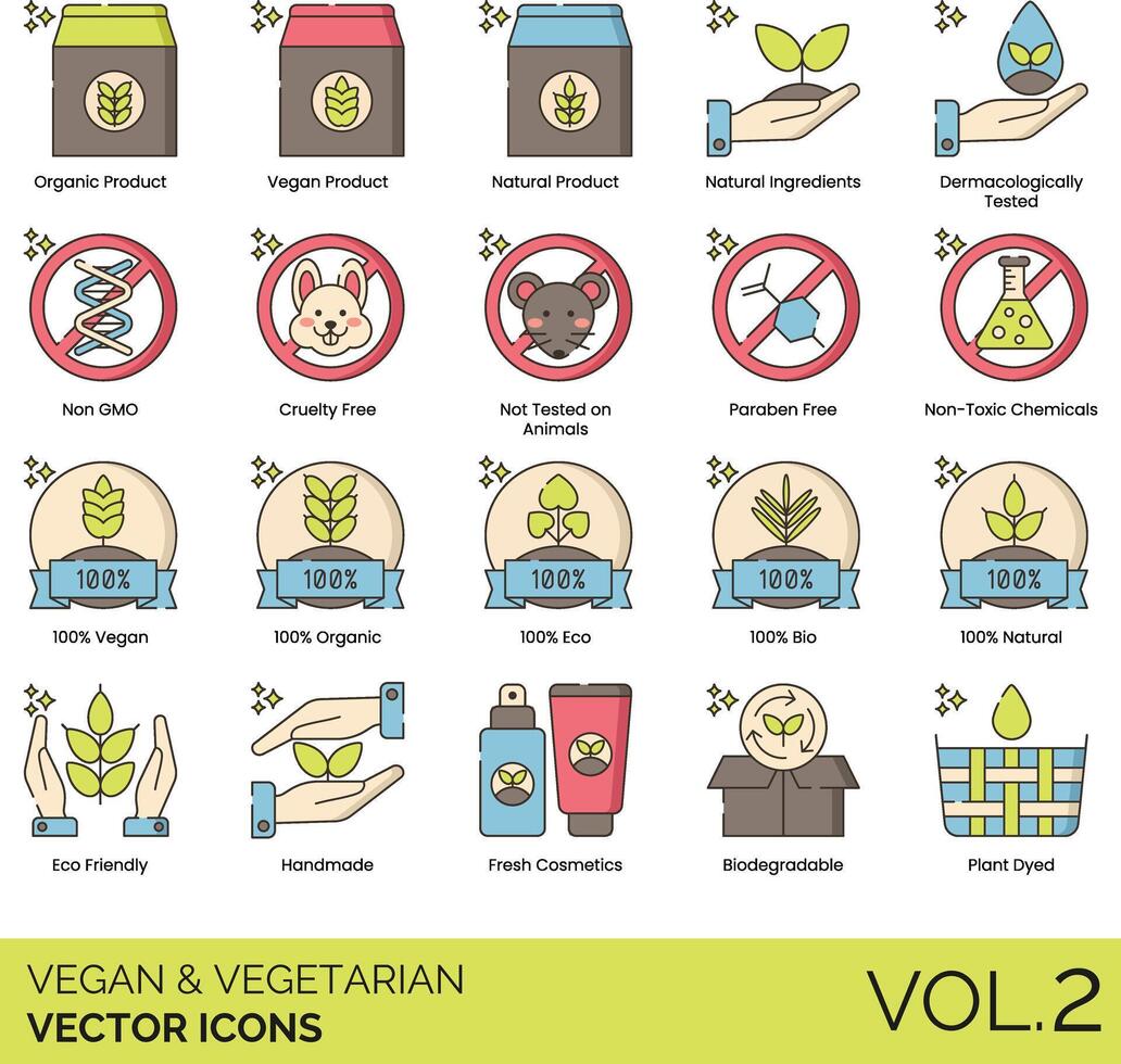 Vegan and Vegetarian Icons vector