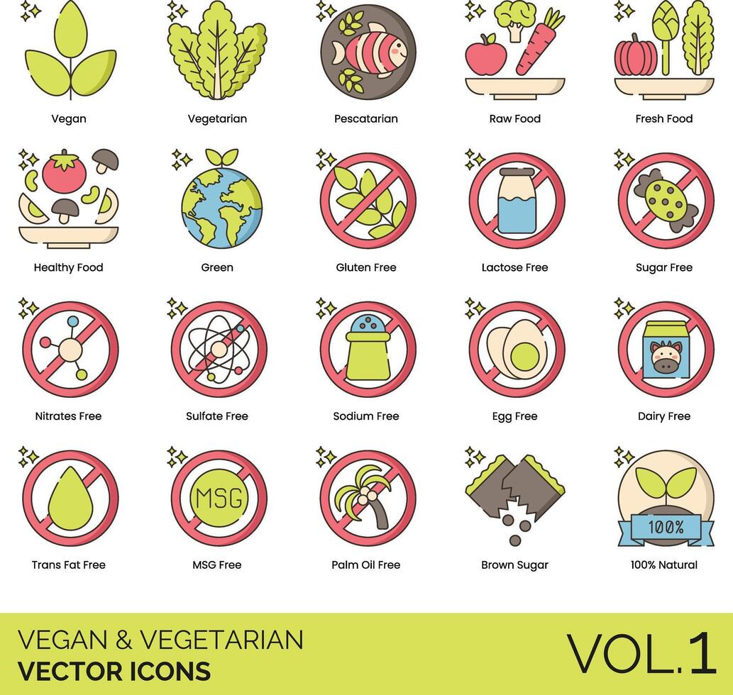 Vegan and Vegetarian Icons vector