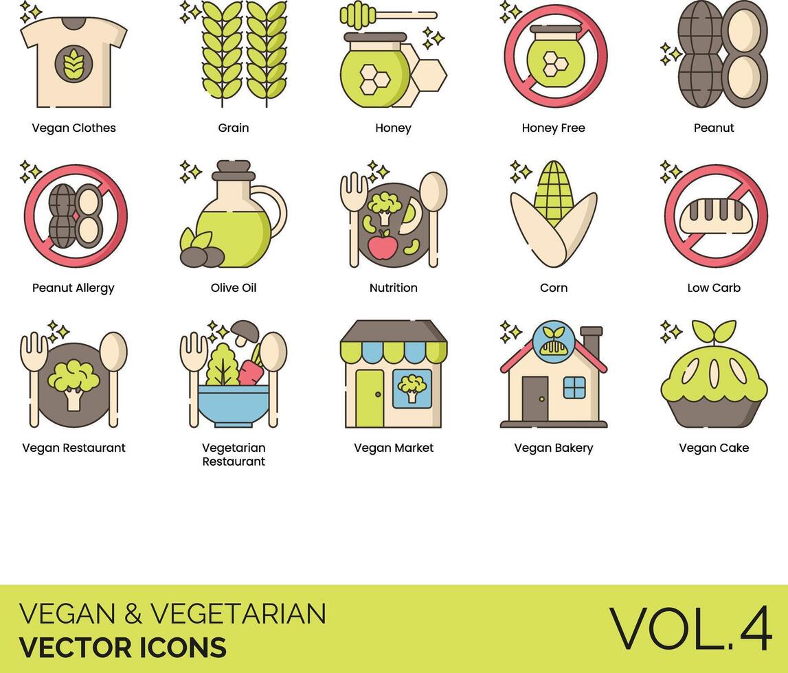 Vegan and Vegetarian Icons vector